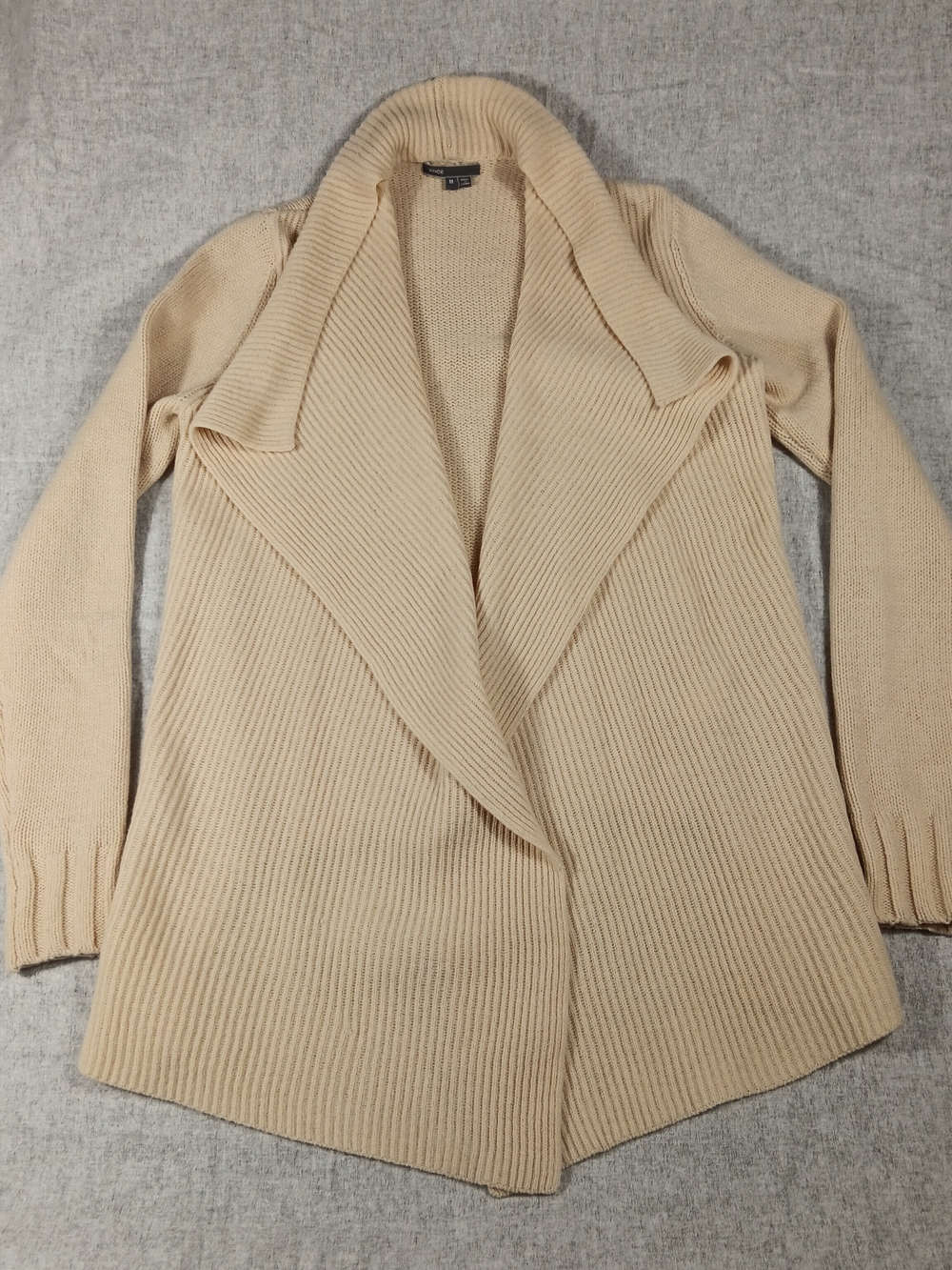 Vince Women Cream Draped Scarf Open Front Cardigan Sweater Yak Wool Blend Size M